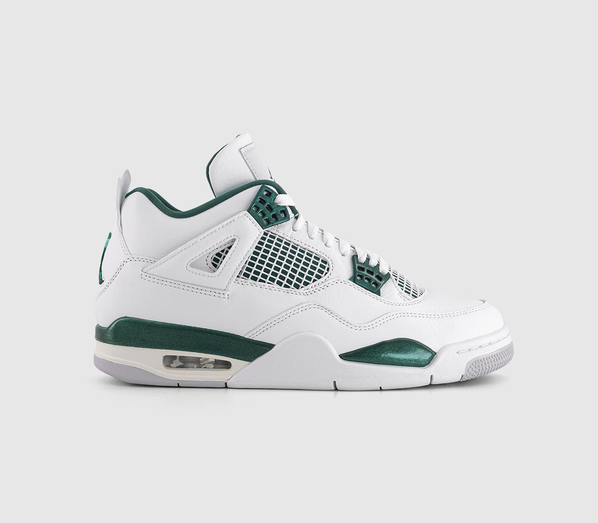 Jordan Air Jordan 4 Retro Trainers White Oxidized Green White Neutral Grey Men s Trainers