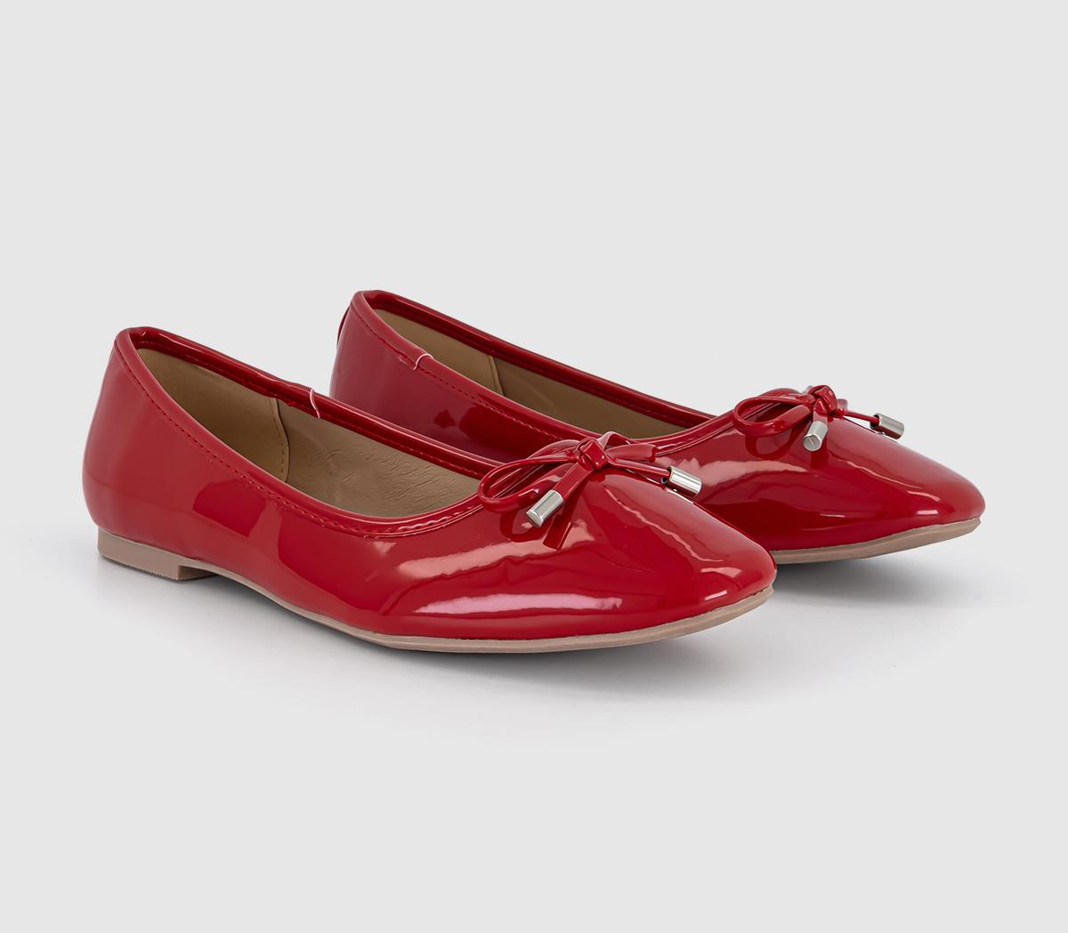 OFFICE Womens Flora Bow Detail Ballet Pumps Red Patent, 7