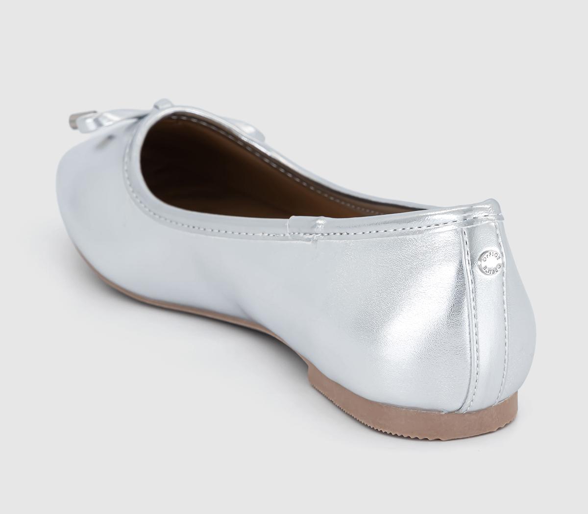 OFFICEFlora Bow Detail Ballet Pumps OFFICEFlora Bow Detail Ballet PumpsSilver
