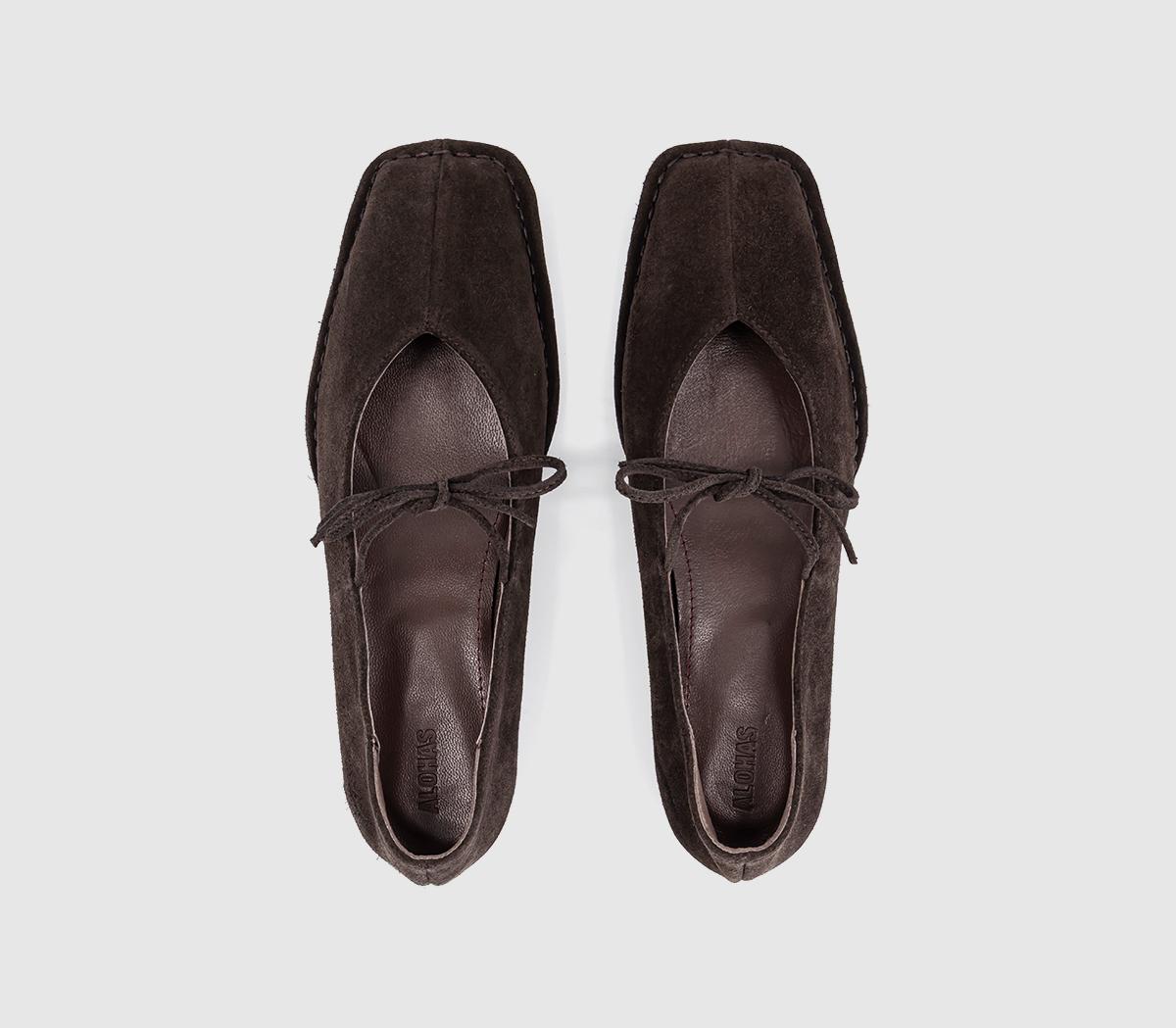 ALOHASSway Ballet PumpsCoffee Brown Suede