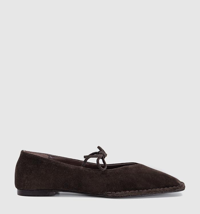 ALOHAS Sway Ballet Pumps Coffee Brown Suede