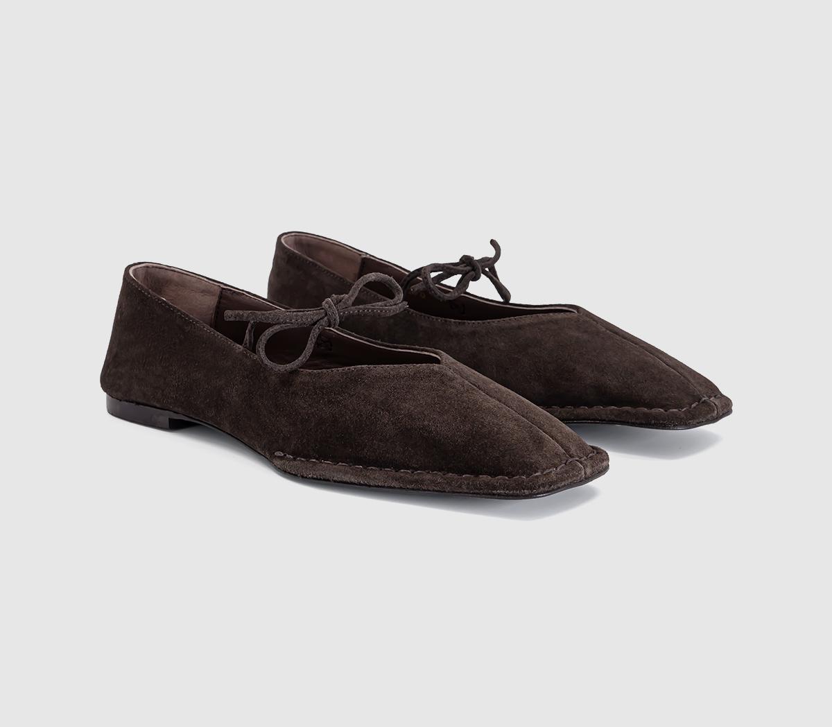 ALOHASSway Ballet PumpsCoffee Brown Suede