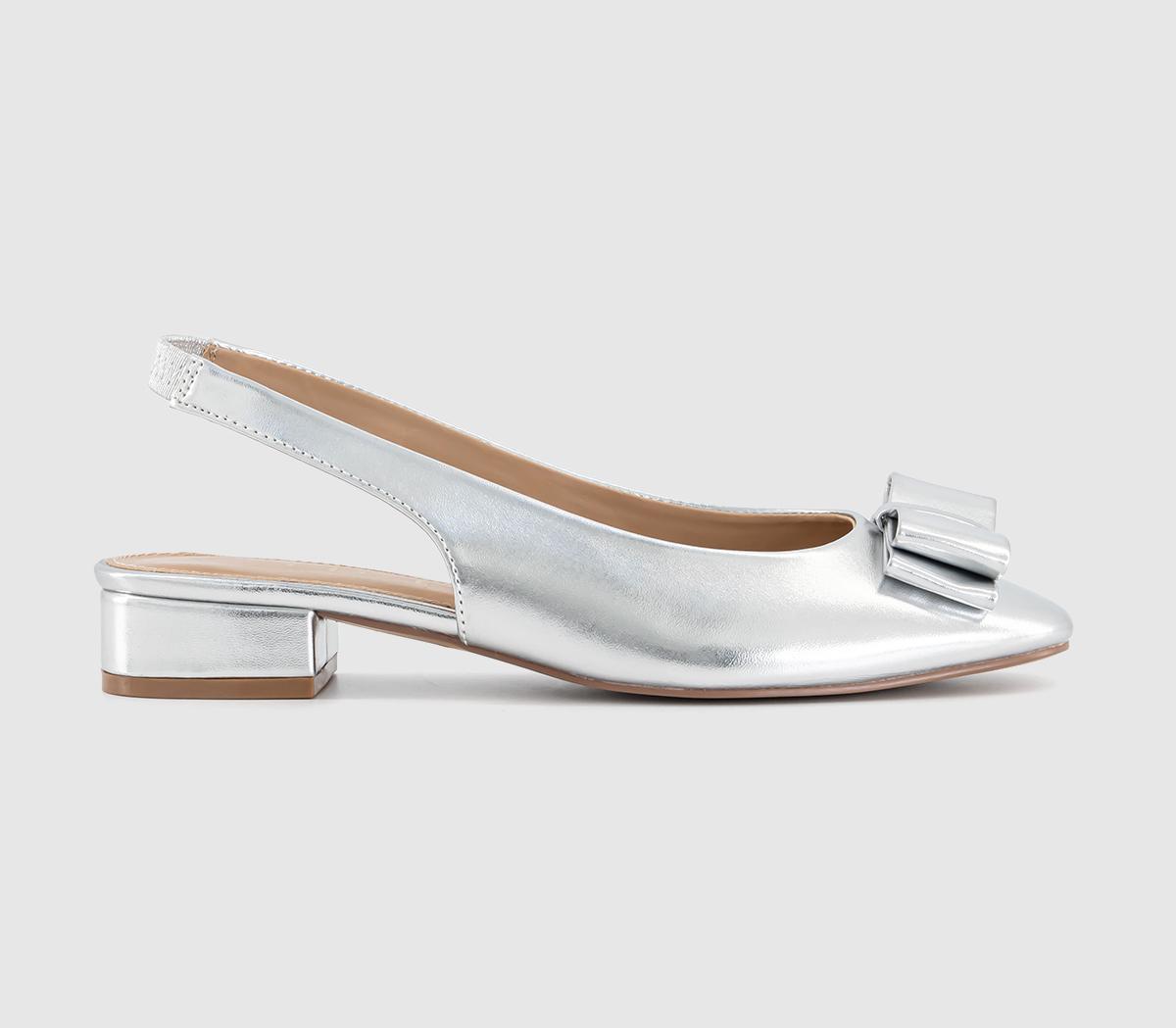 OFFICEFiesta Bow Slingback Ballet PumpsSilver Patent