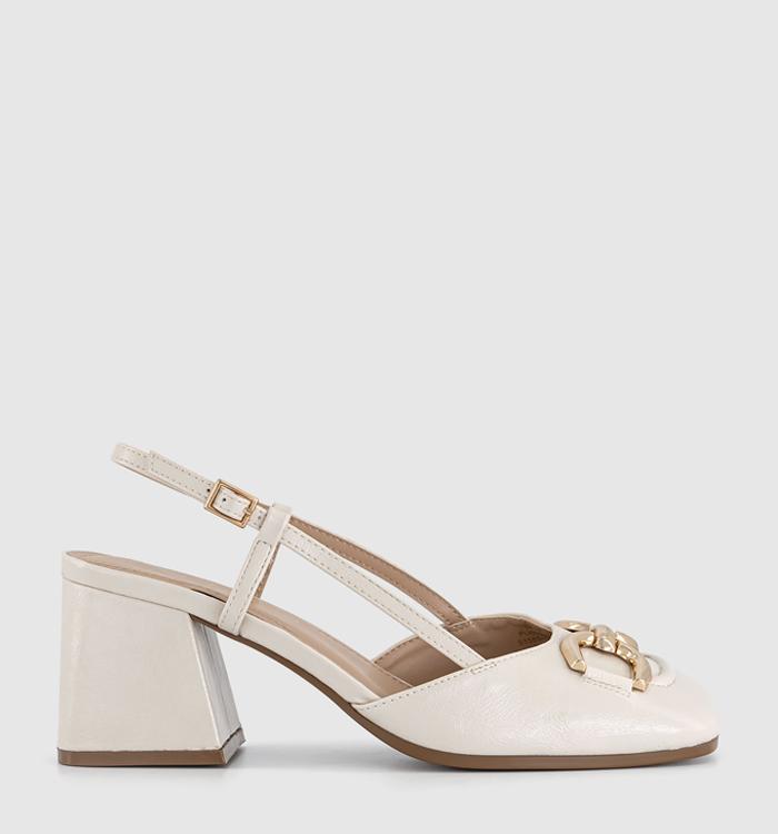 OFFICE Marnie Snaffle Trim Sling Court Heels Off White