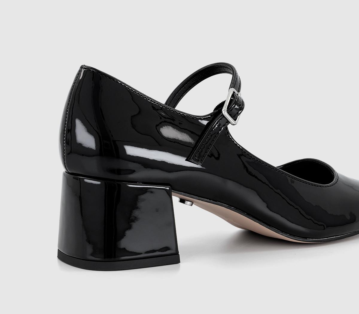 OFFICEMagnolia Single Strap Mary Jane Block HeelsBlack Patent
