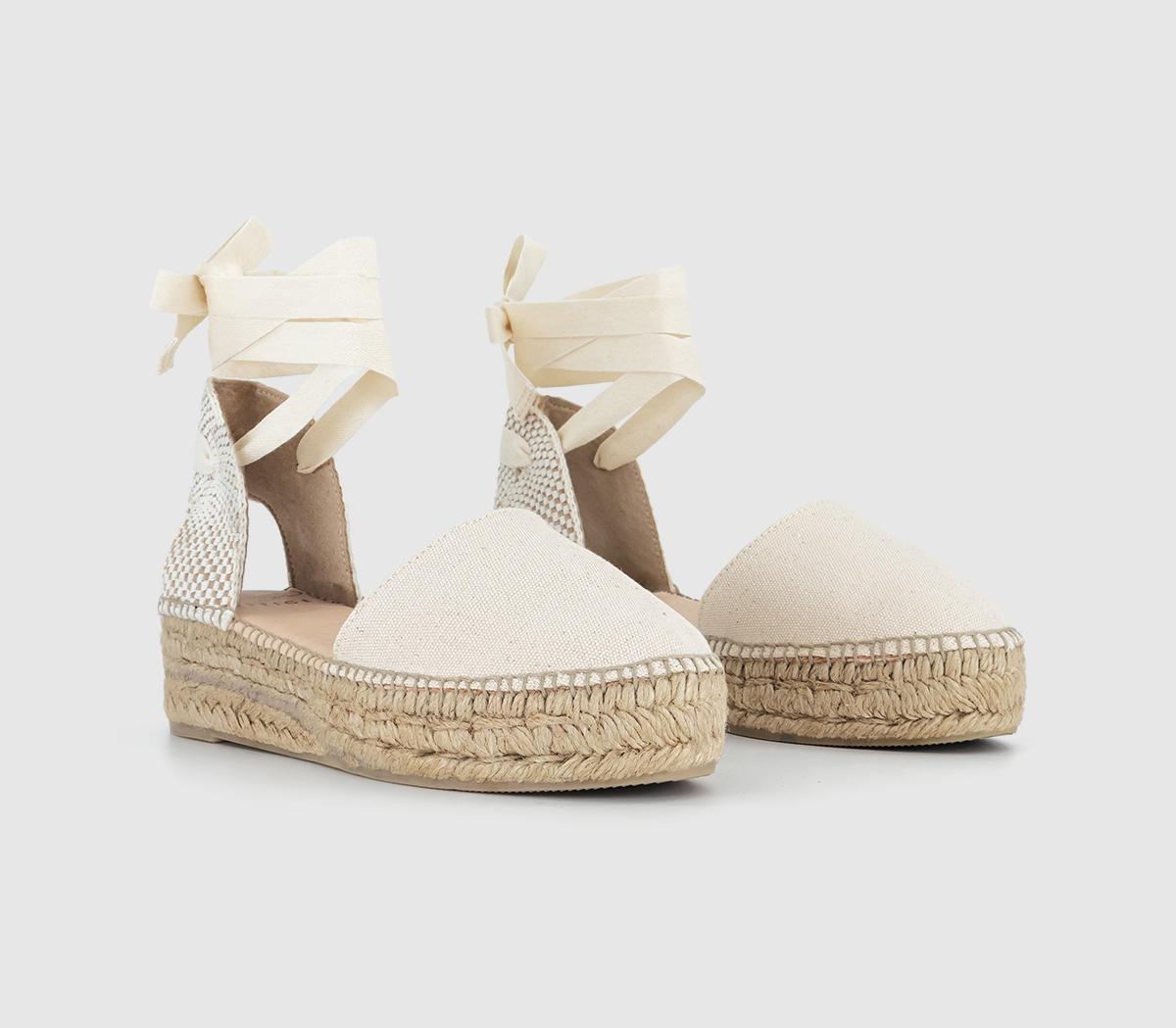 Gaimo for OFFICEAtlas- Flat Ankle Tie Sandals Gaimo for OFFICEAtlas- Flat Ankle Tie SandalsCream Canvas