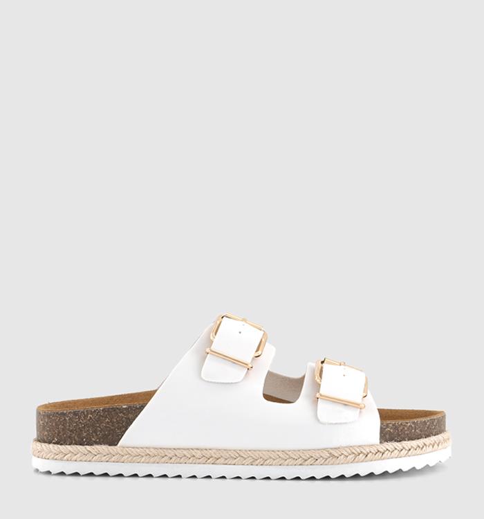 OFFICE Sundrop Double Buckle Platform Footbed Sandals White