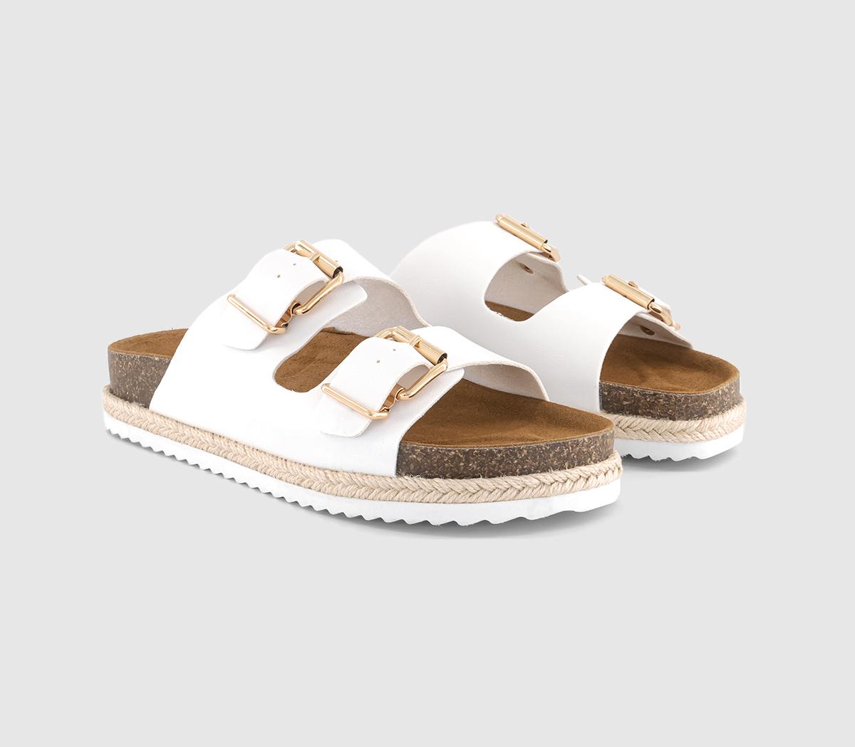 OFFICE Sundrop Double Buckle Platform Footbed Sandals OFFICE Sundrop Double Buckle Platform Footbed Sandals White
