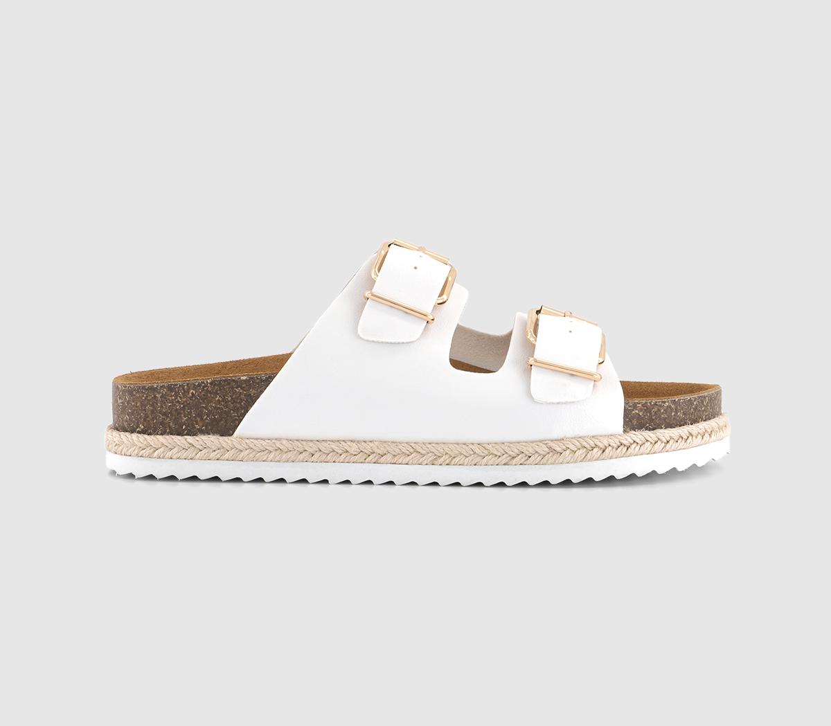 OFFICESundrop Double Buckle Platform Footbed SandalsWhite