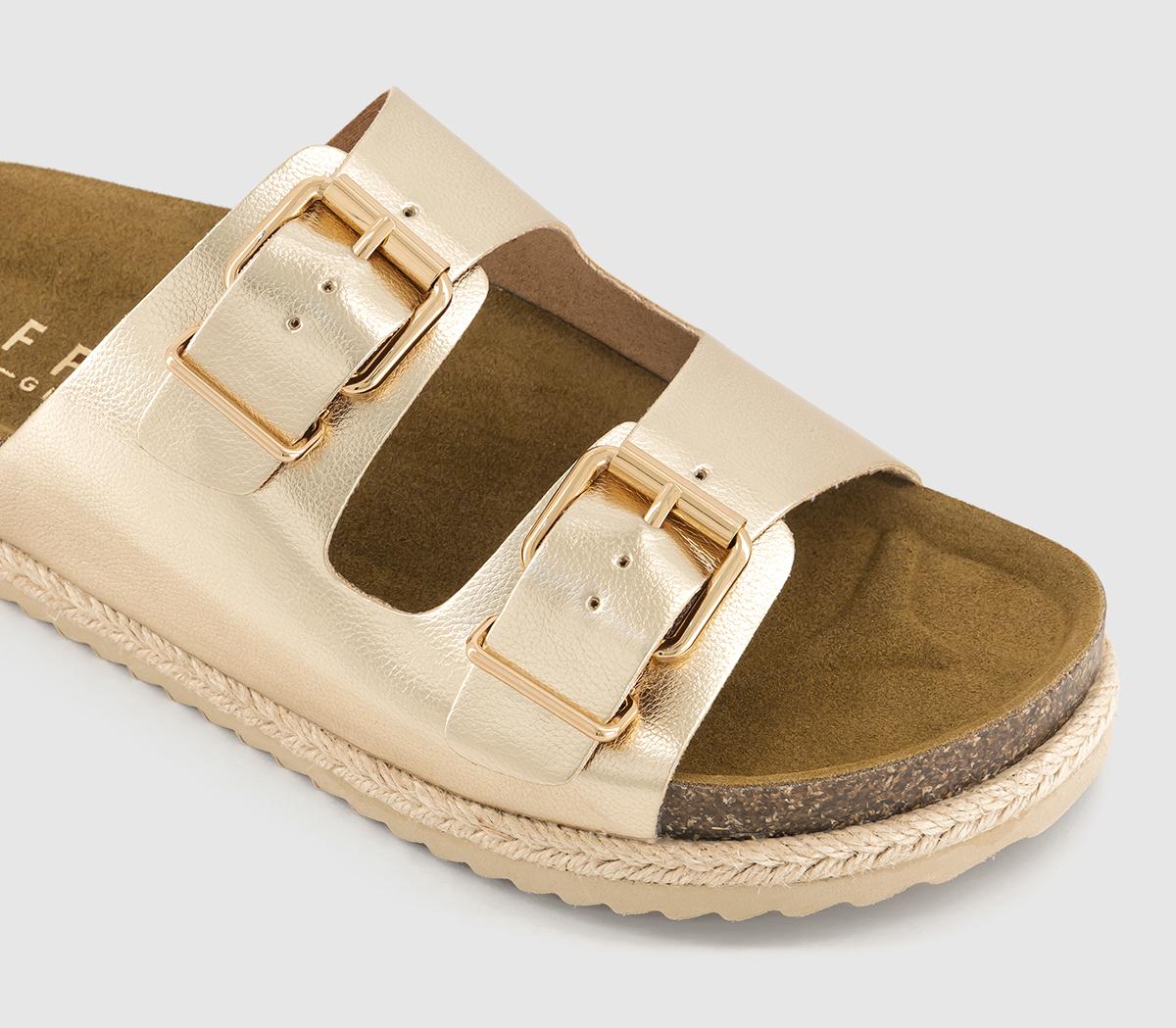 OFFICESundrop Double Buckle Platform Footbed Sandals OFFICESundrop Double Buckle Platform Footbed SandalsGold