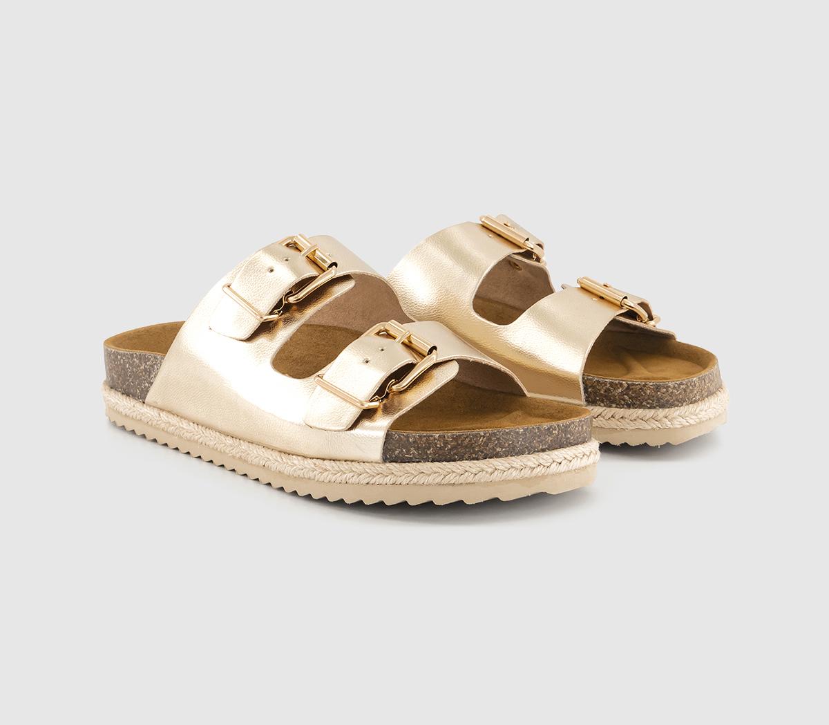 OFFICESundrop Double Buckle Platform Footbed Sandals OFFICESundrop Double Buckle Platform Footbed SandalsGold