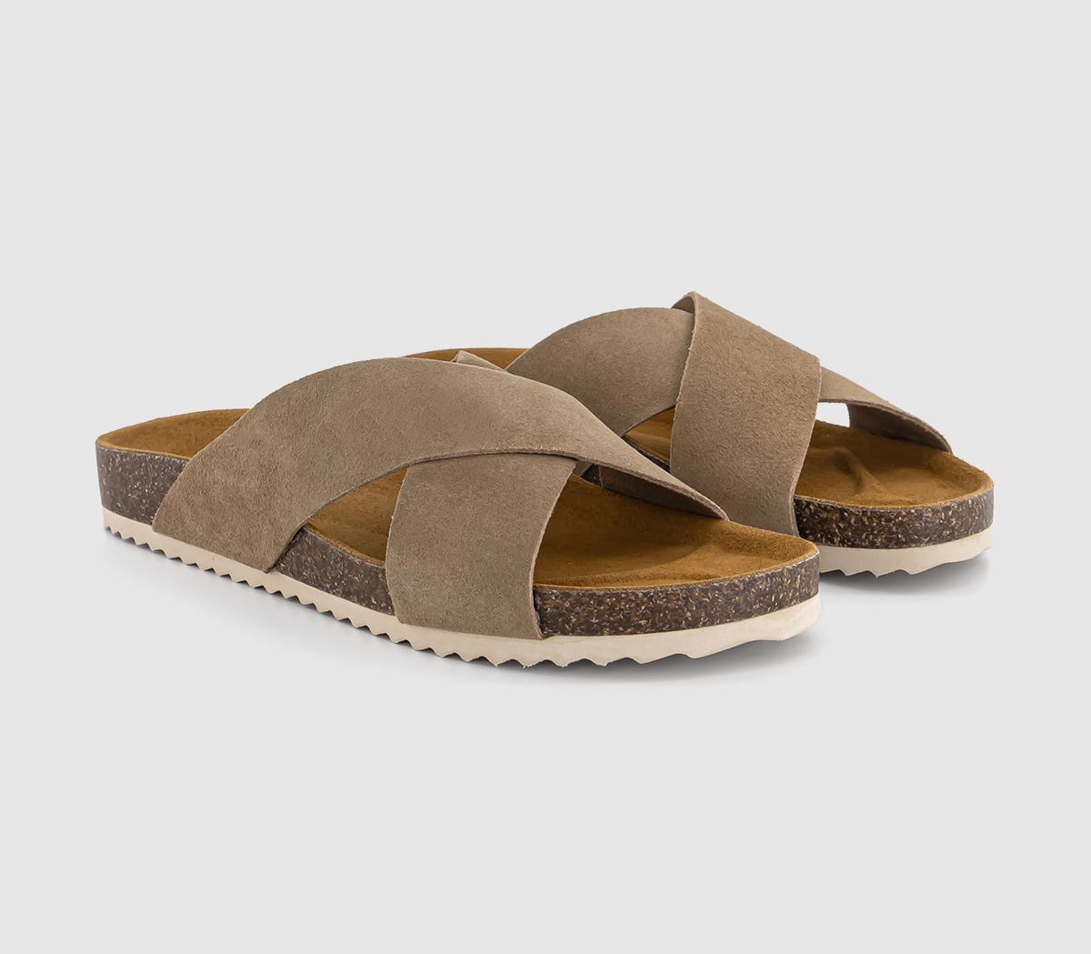 OFFICESugar Cross Strap Footbed Sandals OFFICESugar Cross Strap Footbed SandalsTaupe Suede
