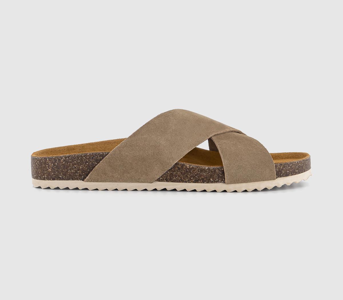 OFFICESugar Cross Strap Footbed Sandals OFFICESugar Cross Strap Footbed SandalsTaupe Suede