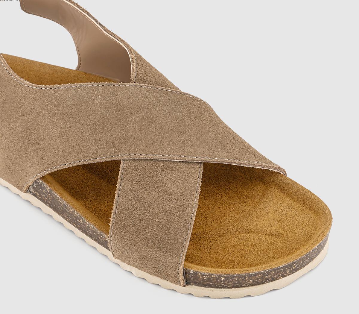 OFFICE Siesta Cross Over Slingback Footbed Sandals OFFICE Siesta Cross Over Slingback Footbed Sandals Taupe Suede