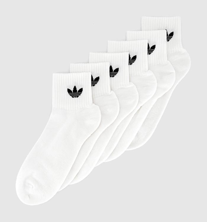 adidas Mid Ankle Crew Socks 6 Pack White Black