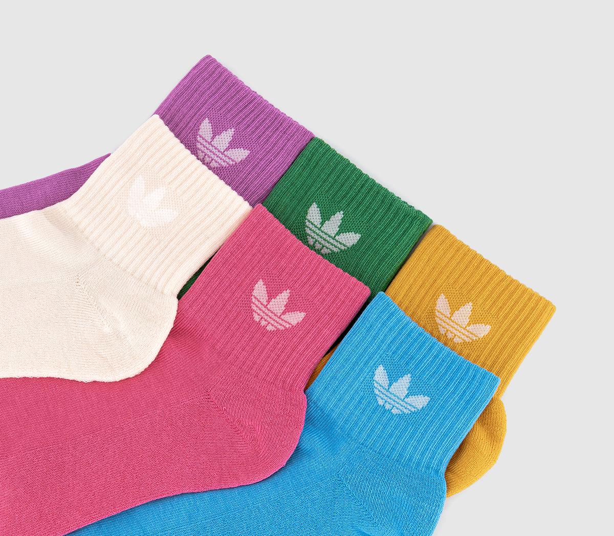 adidasMid Ankle Crew Socks 6 PackWonder White Rose Tone Light Blue Preloved Purple