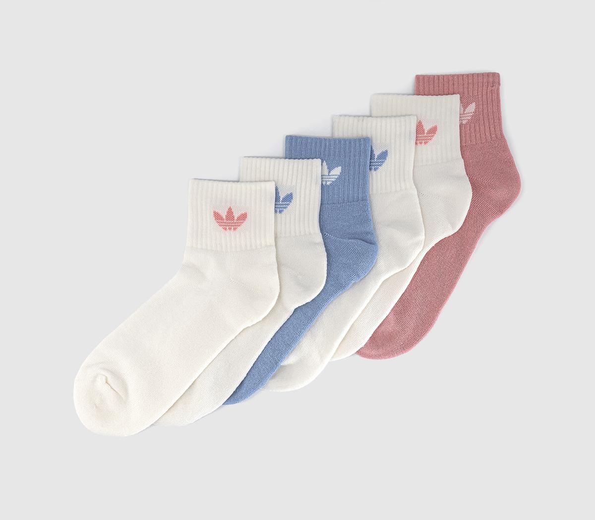 adidasMid Ankle Crew Socks 6 PackChalk Blue Wonder Mauve Off Whit