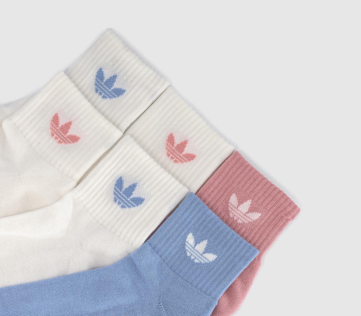 adidasMid Ankle Crew Socks 6 PackChalk Blue Wonder Mauve Off Whit