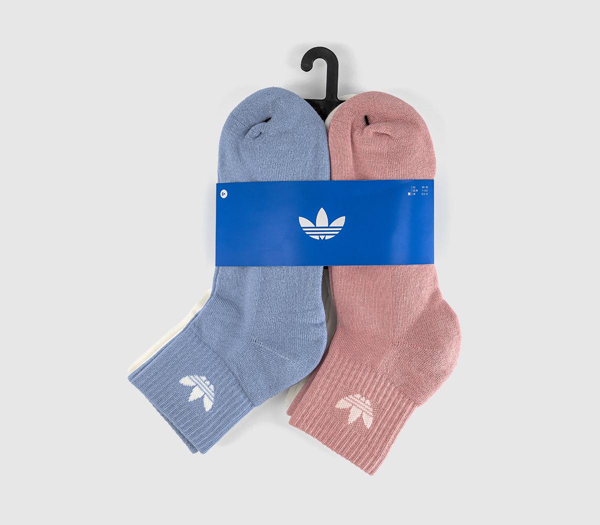 adidasMid Ankle Crew Socks 6 PackChalk Blue Wonder Mauve Off Whit