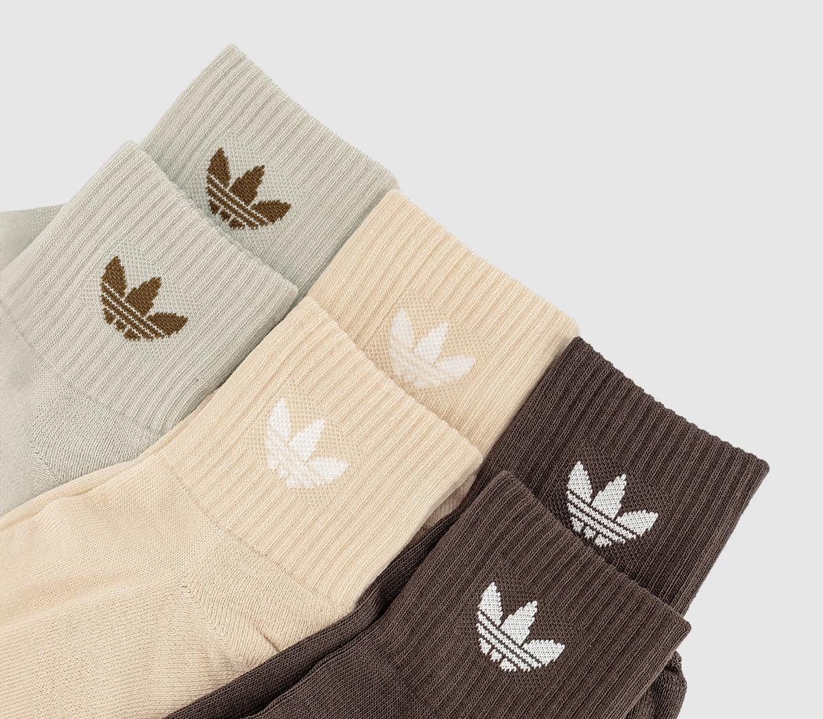 adidasMid Ankle Crew Socks 6 Pack adidasMid Ankle Crew Socks 6 PackBrown Putty Grey Crystal Sand