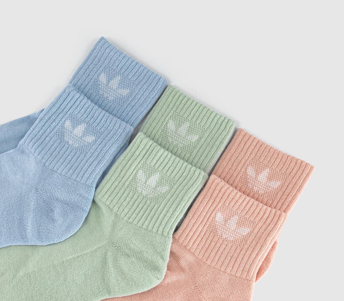 adidasMid Ankle Crew Socks 6 PacksBlush Pink Linen Green Crysyal Sky