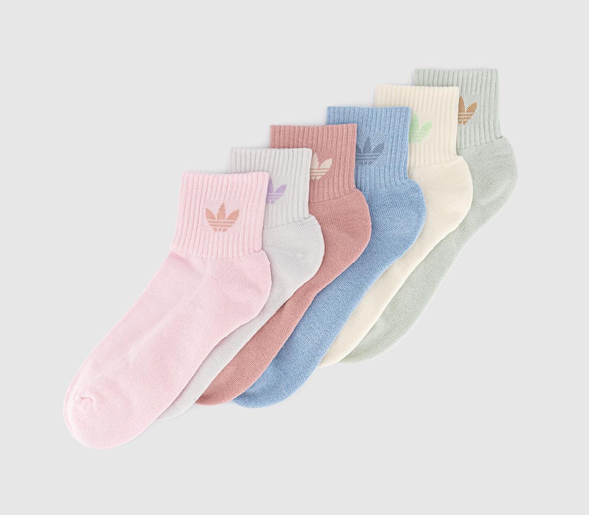 adidasMid Ankle Crew Socks 6 Pack adidasMid Ankle Crew Socks 6 PackWonder Mauve Linen Green Gre