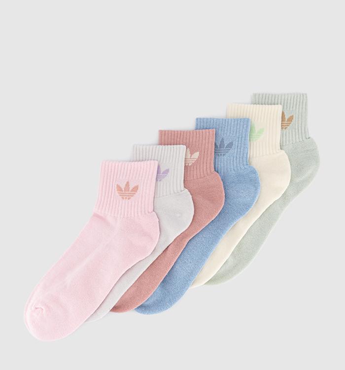 adidas Mid Ankle Crew Socks 6 Pack Wonder Mauve Linen Green Gre