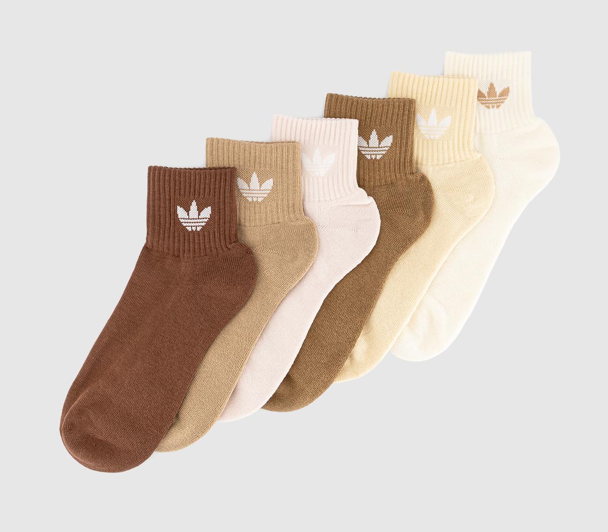 adidasMid Ankle Crew Socks 6 Pack adidasMid Ankle Crew Socks 6 PackCream White Wonder Quartz Sand Strata