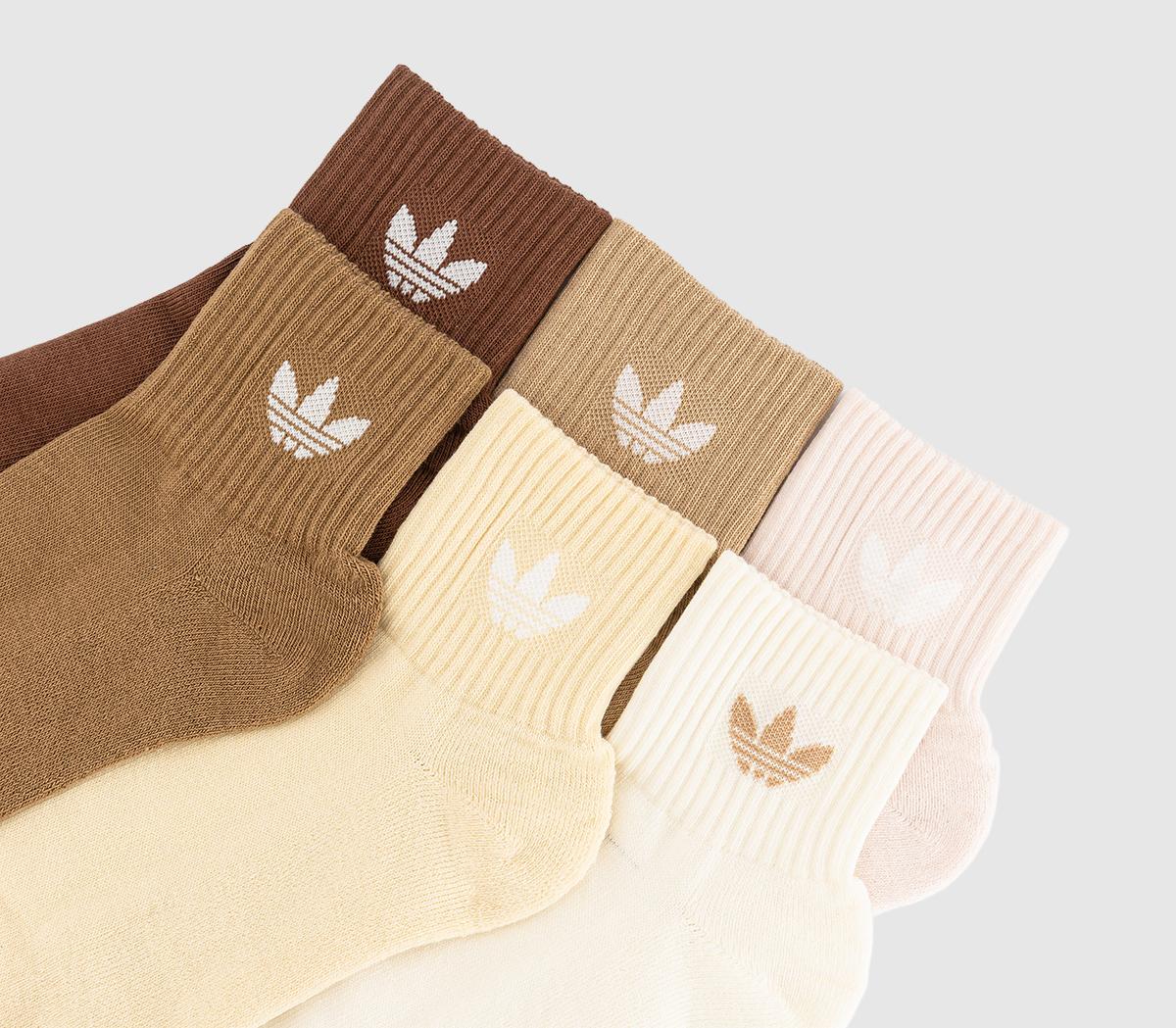 adidasMid Ankle Crew Socks 6 Pack adidasMid Ankle Crew Socks 6 PackCream White Wonder Quartz Sand Strata