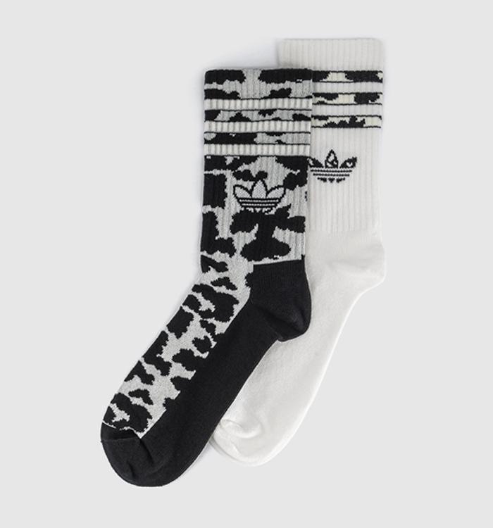 adidas Leo Crew 2 Pack Socks Off White Black Cow Print