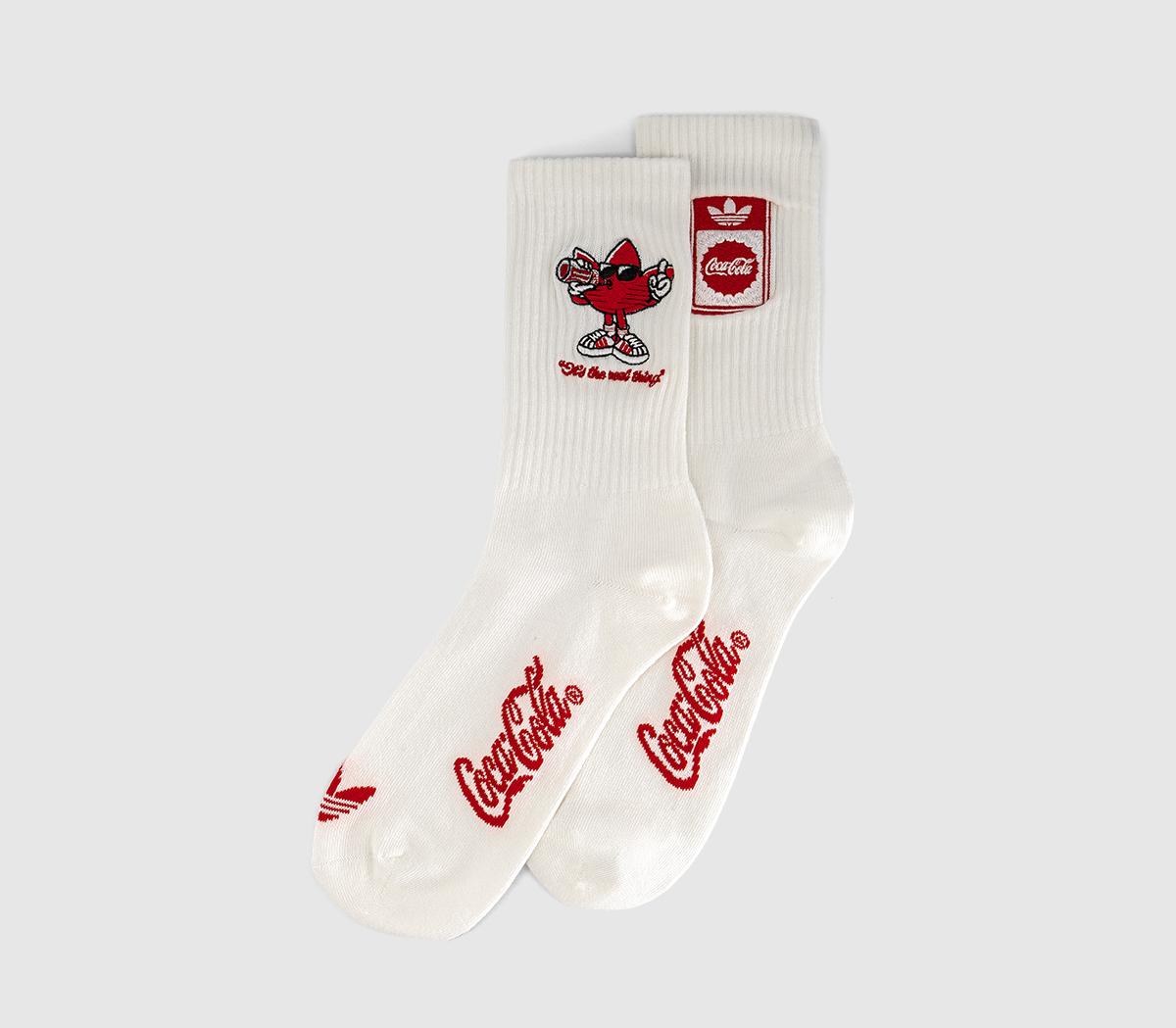 adidasLeo Crew 2 Pack SocksWhite Red Coca Cola