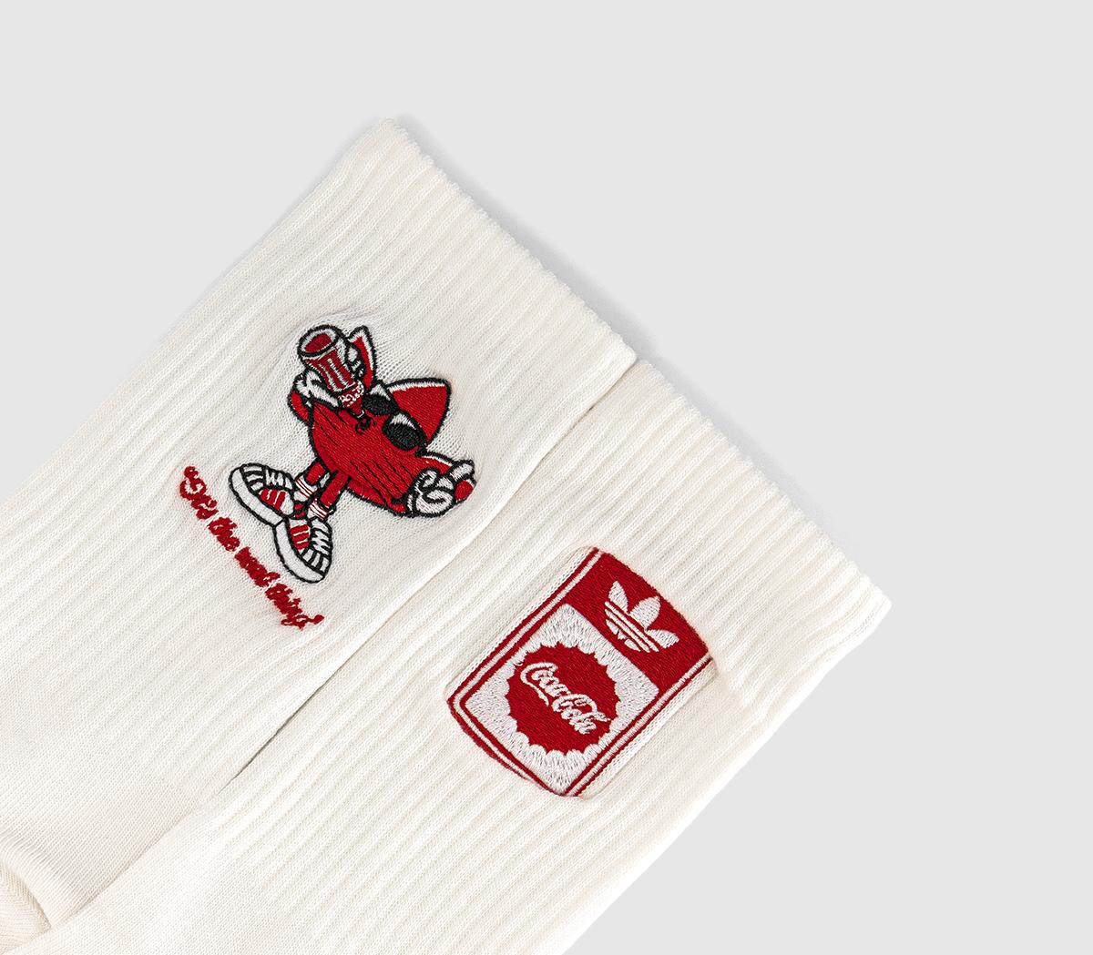 adidasLeo Crew 2 Pack SocksWhite Red Coca Cola