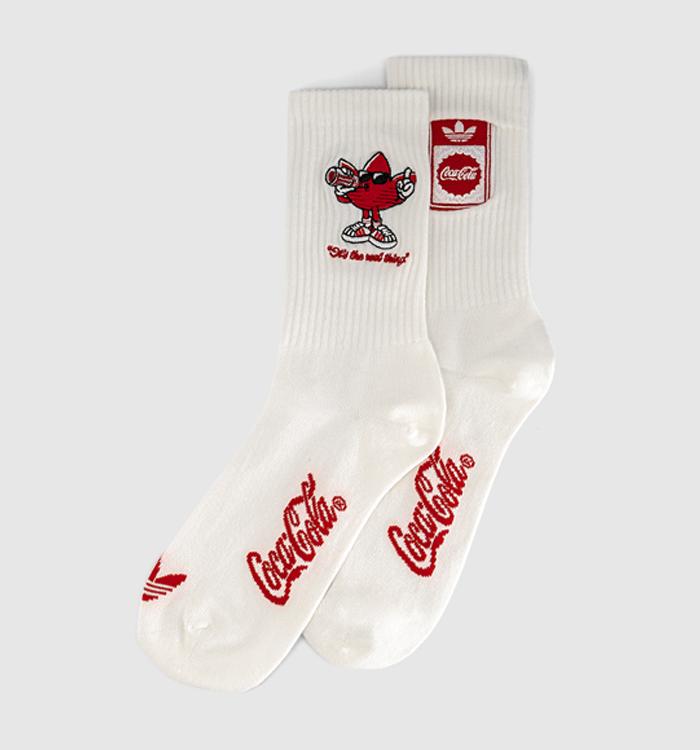 adidas Leo Crew 2 Pack Socks White Red Coca Cola