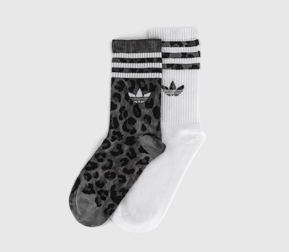 adidasLeo Crew 2 Pack SocksCarbon Black Leopard