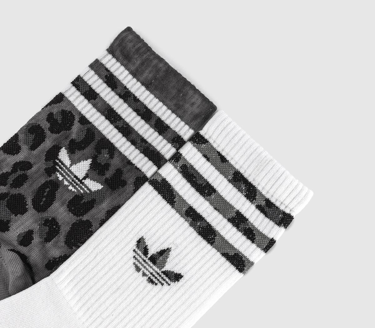 adidasLeo Crew 2 Pack SocksCarbon Black Leopard