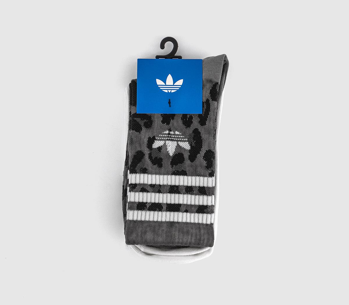 adidasLeo Crew 2 Pack SocksCarbon Black Leopard