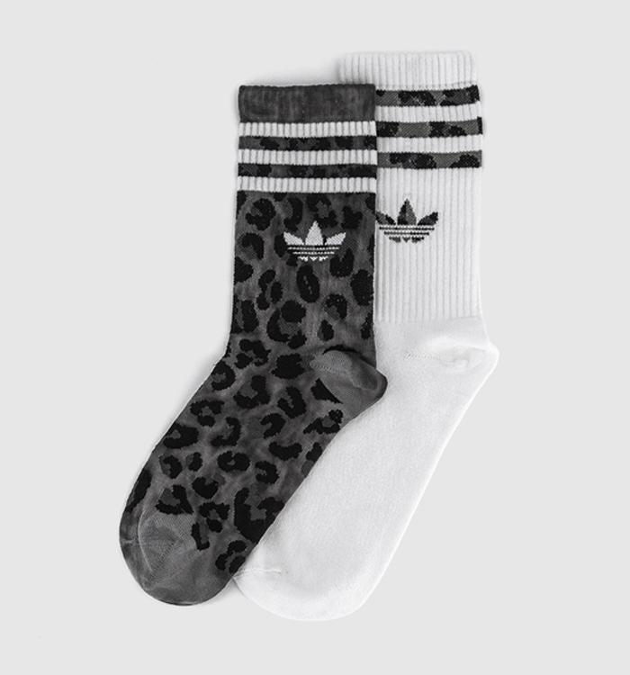 adidas Leo Crew 2 Pack Socks Carbon Black Leopard