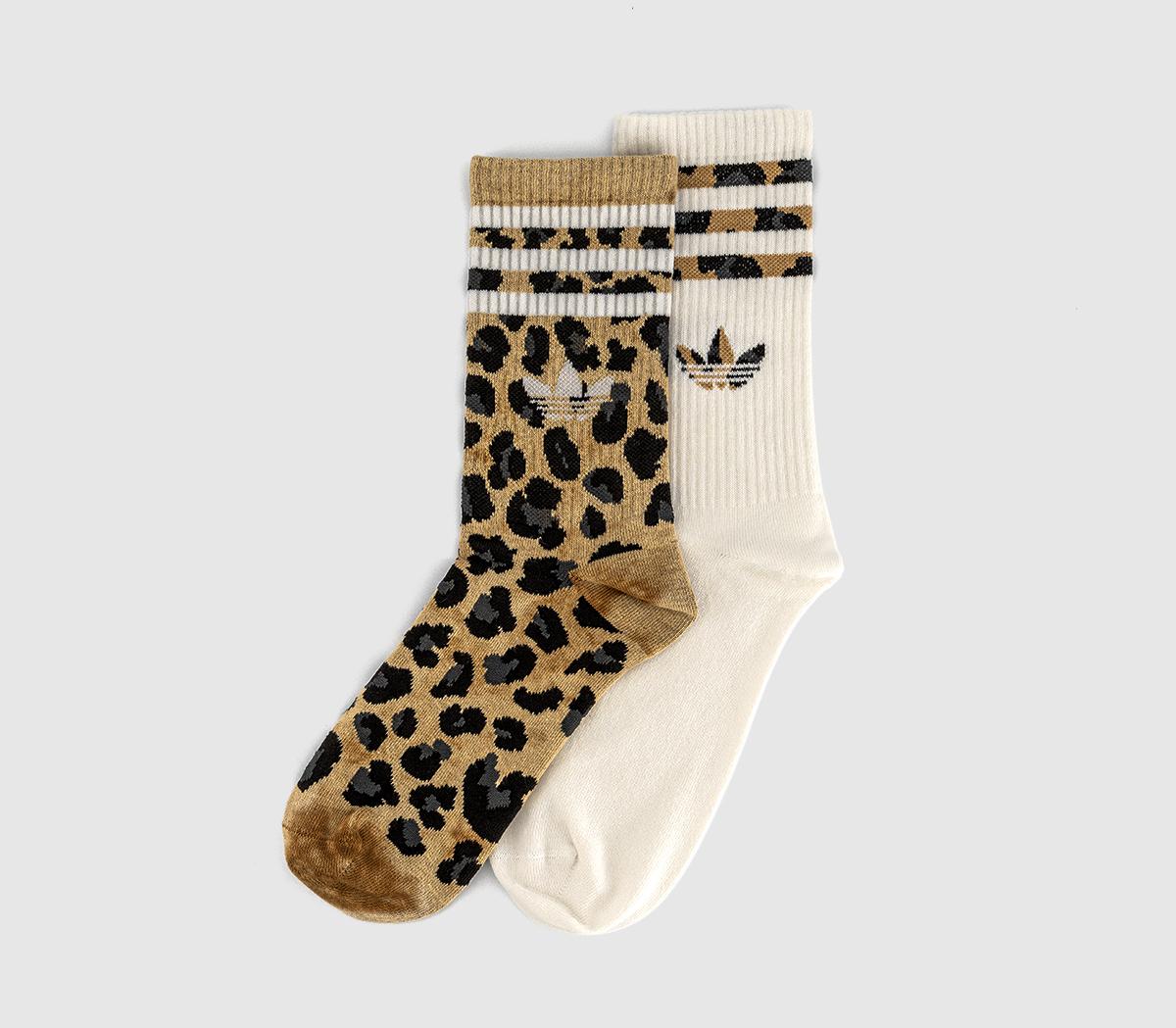 adidasLeo Crew 2 Pack SocksBronze Black Leopard