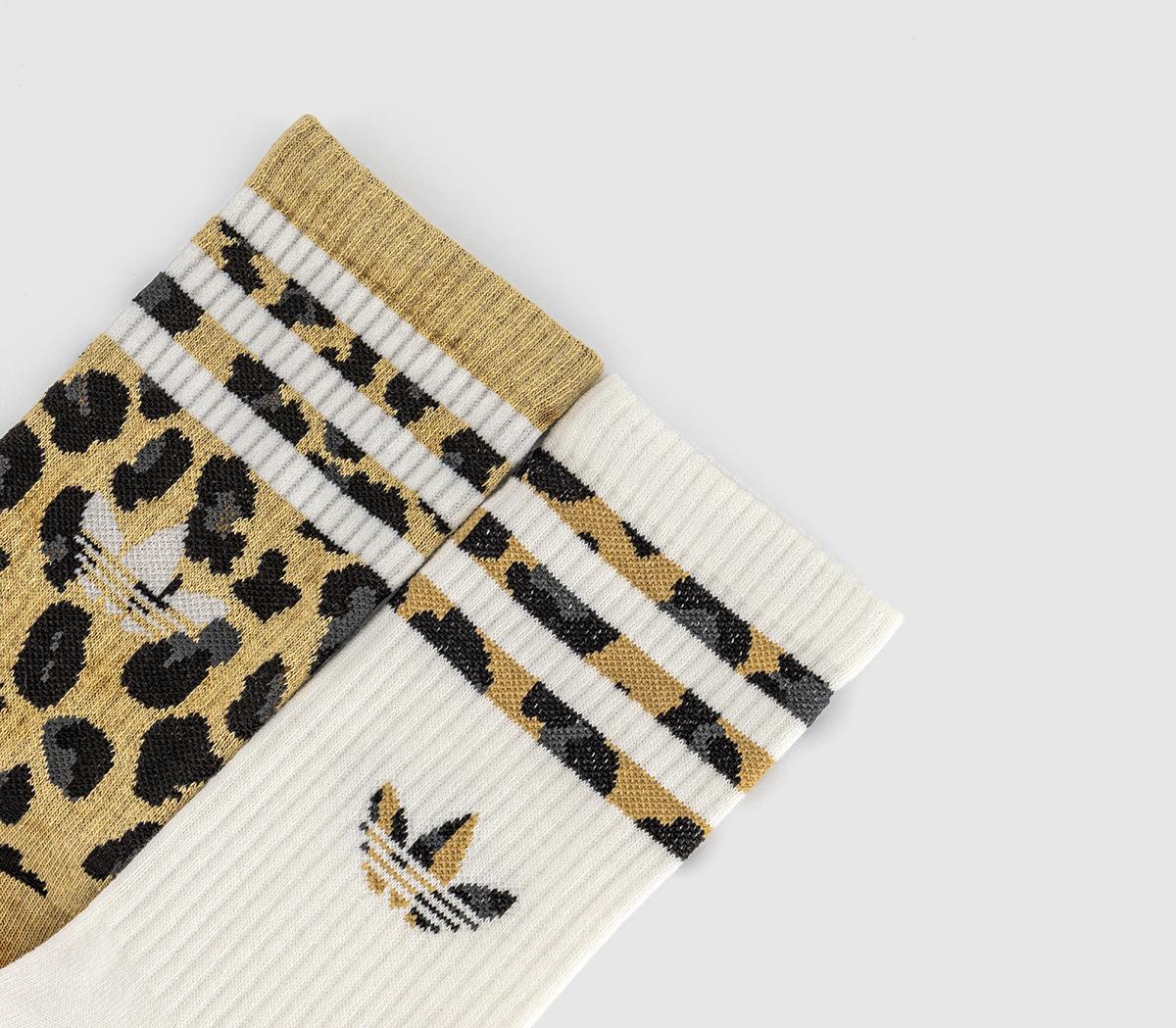 adidasLeo Crew 2 Pack SocksBronze Black Leopard