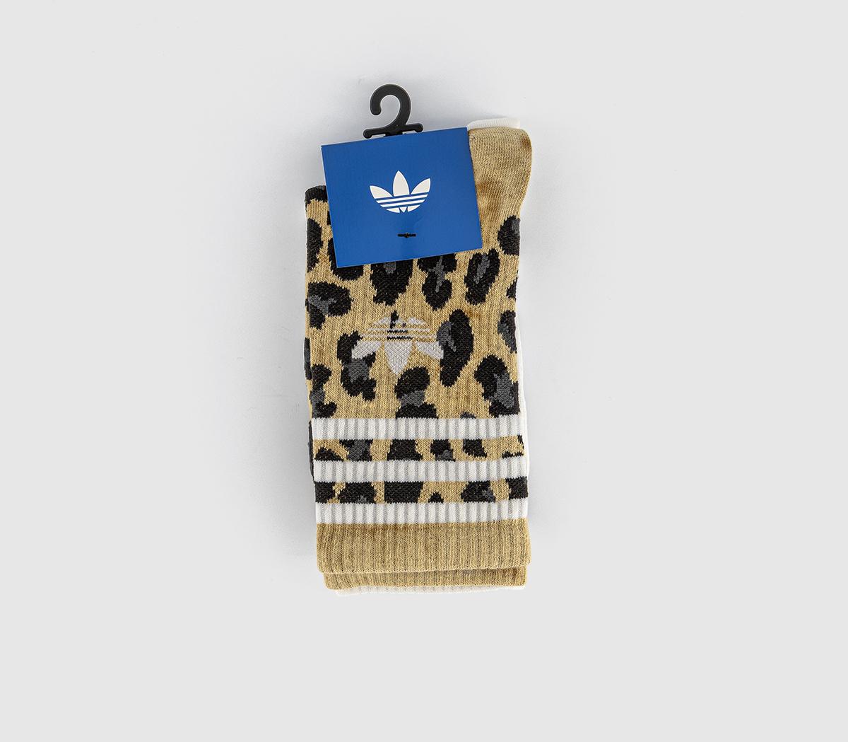 adidasLeo Crew 2 Pack SocksBronze Black Leopard