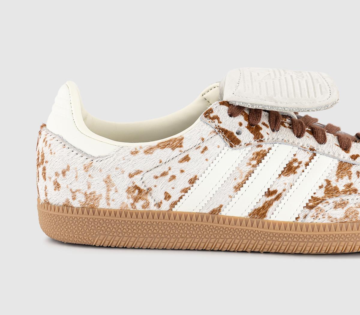 adidasSamba LT Trainers Cow Print Cream Brown