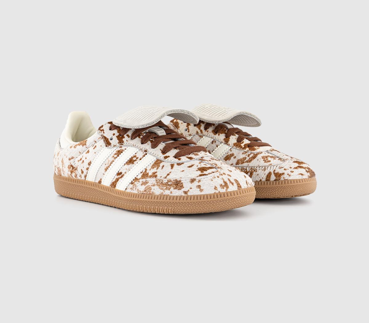 adidasSamba LT Trainers Cow Print Cream Brown