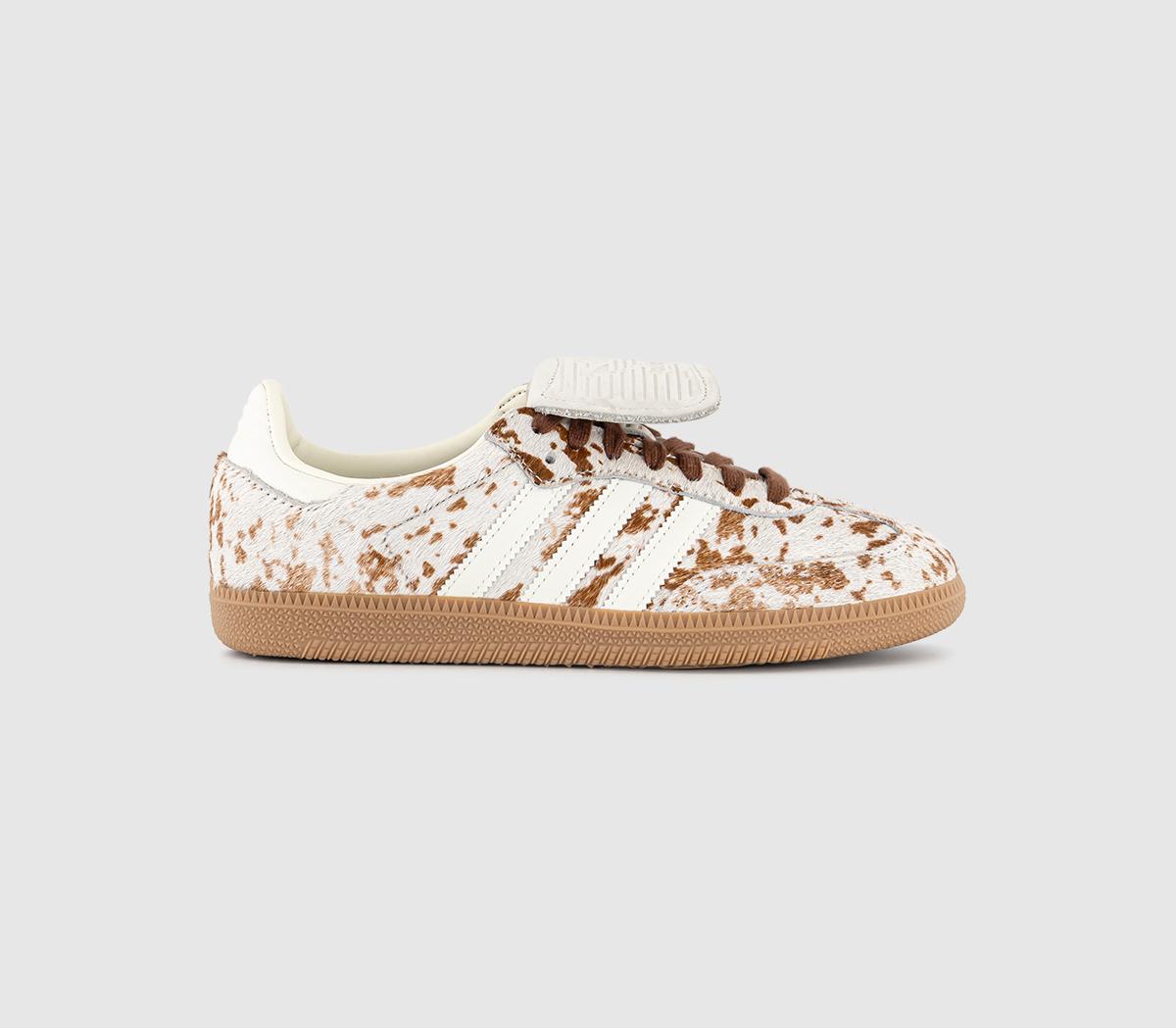 adidasSamba LT Trainers Cow Print Cream Brown