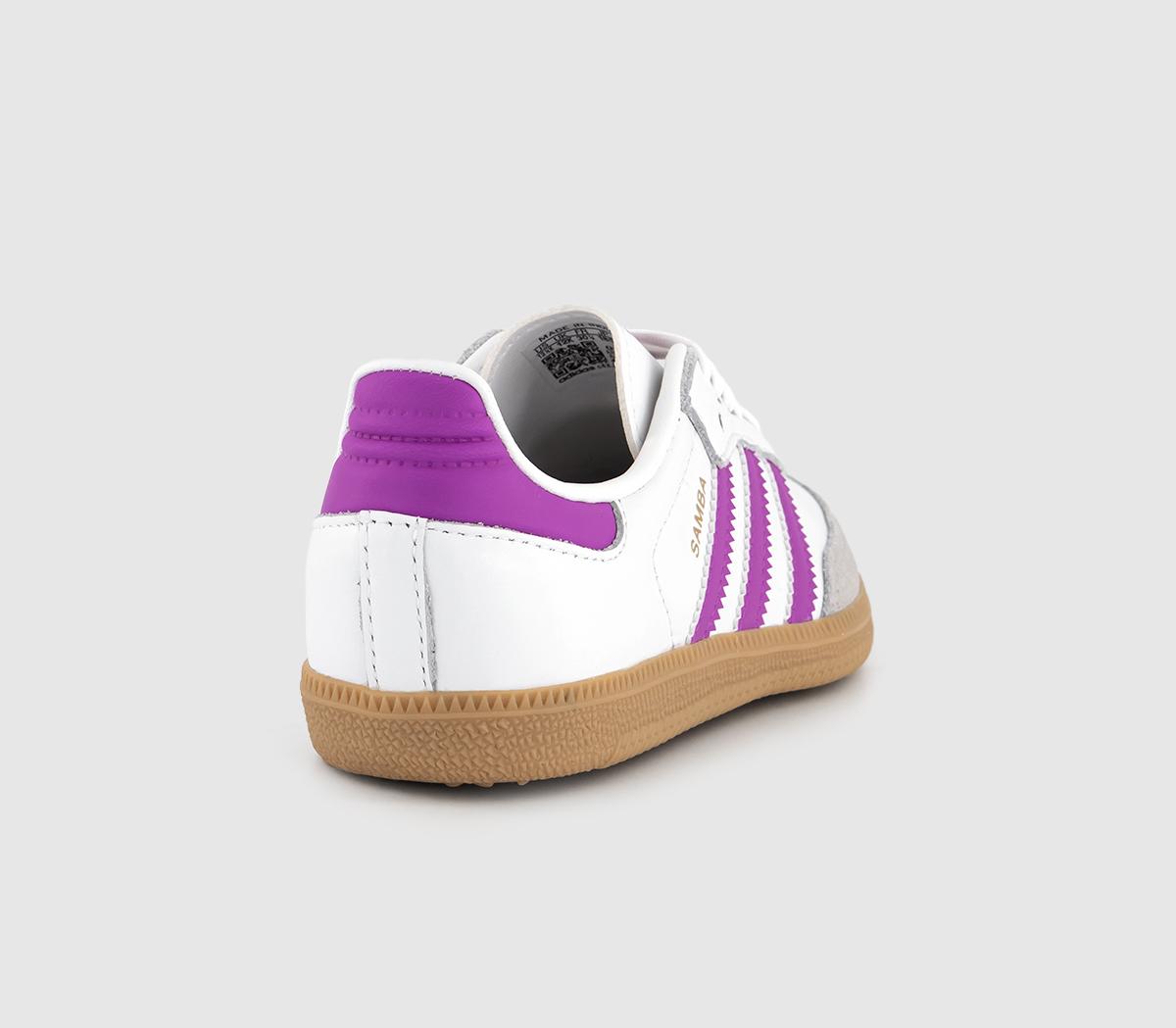 adidasSamba OG Youth Trainers adidasSamba OG Youth TrainersWhite Purple Burst Gum