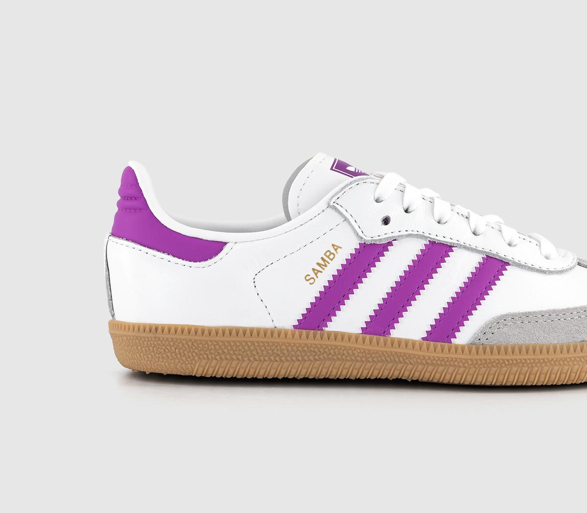 adidasSamba OG Youth Trainers adidasSamba OG Youth TrainersWhite Purple Burst Gum
