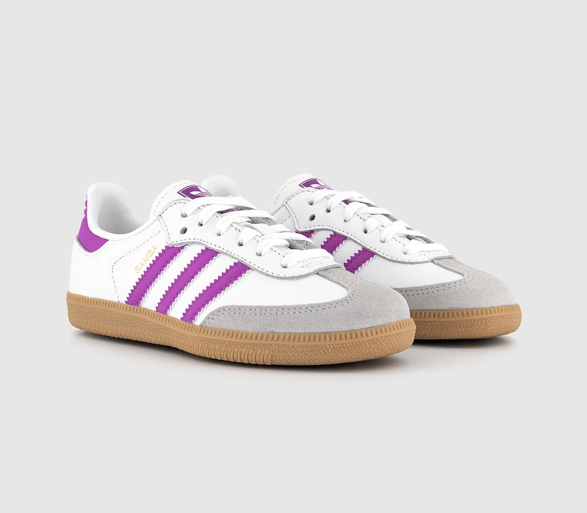 adidasSamba OG Youth Trainers adidasSamba OG Youth TrainersWhite Purple Burst Gum