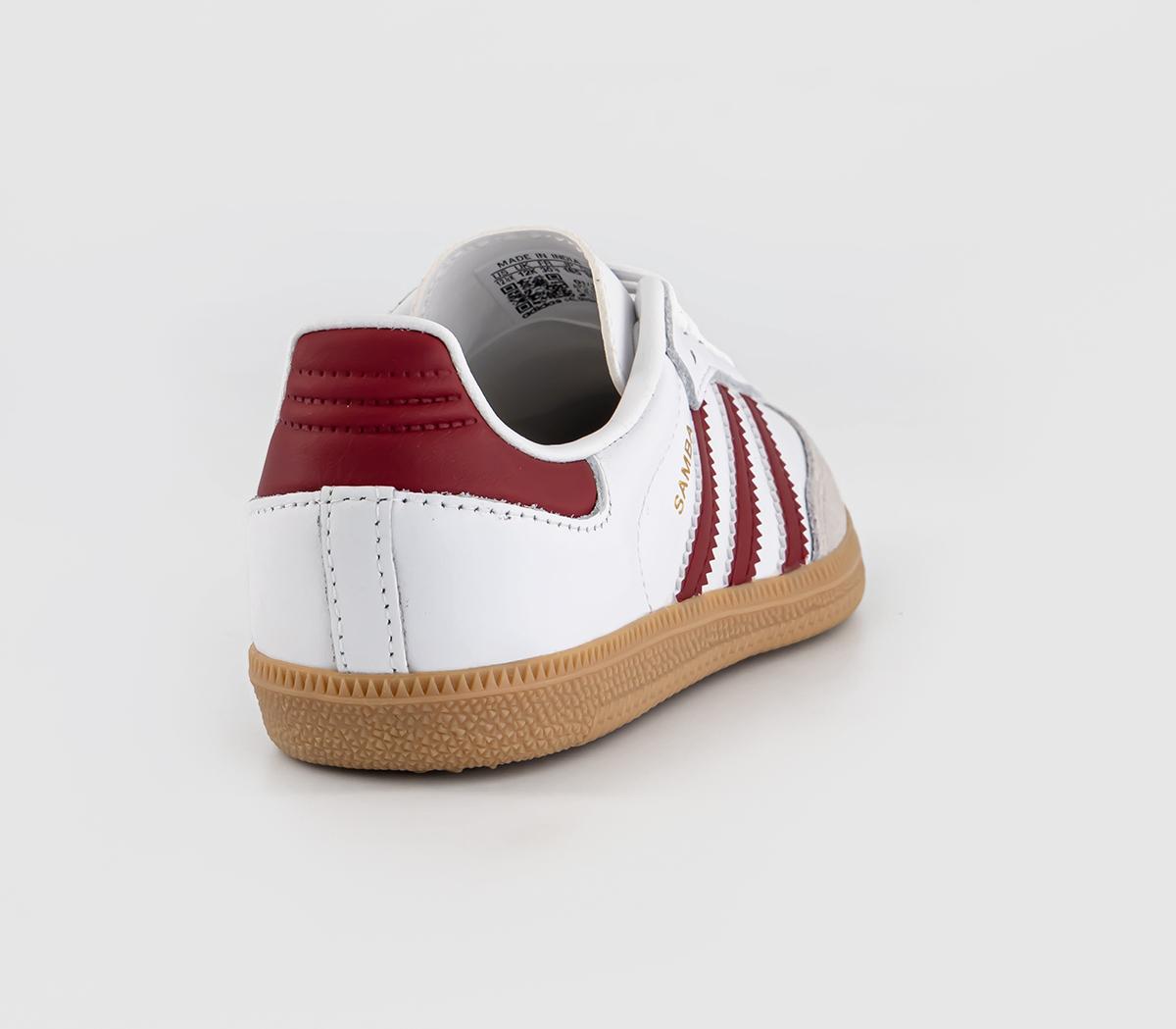adidas Samba OG Youth Trainers Cloud White Collegiate Burgundy Gum - Unisex
