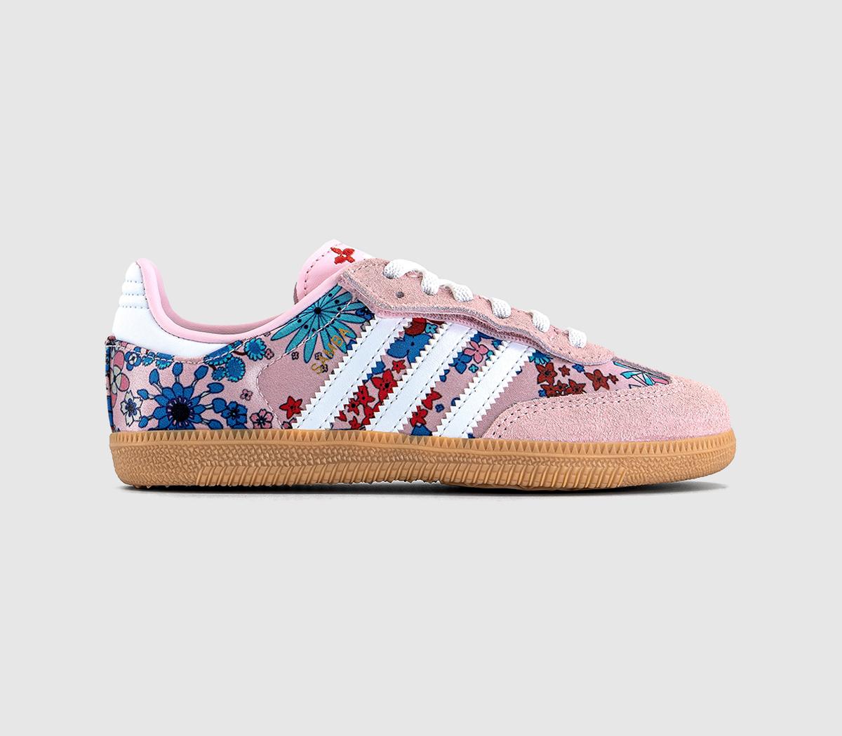 Adidas Kids x Liberty London Samba OG Youth Trainers Clear Pink White, 10 Youth