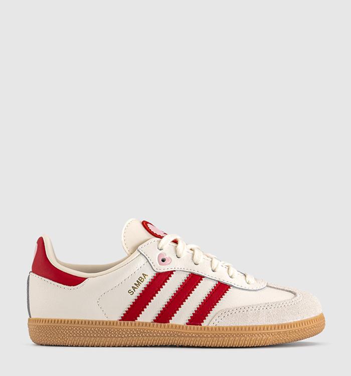 adidas Samba OG Youth Trainers Cream White Better Scarlet Gum