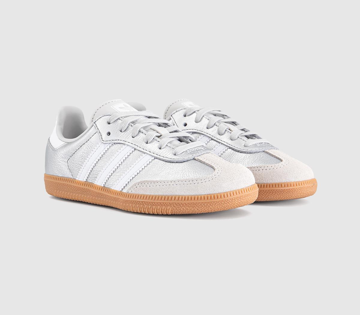 adidasSamba OG Youth TrainersSilver Metallic White Gum